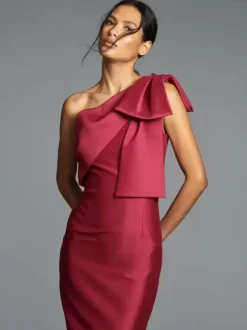 Party Dress For Mother Of The Bride One-Shoulder Bows Floor-Length Mermaid Guest Dresses For Wedding