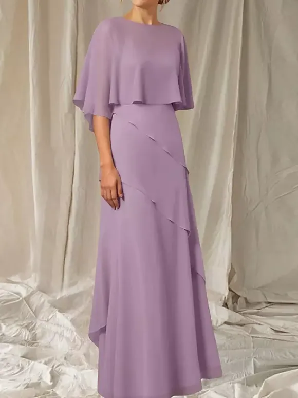 Party Dress For Mother Of The Bride Jewel Neck Half Sleeves Ball Gown Ruffles Guest Dresses For Wedding