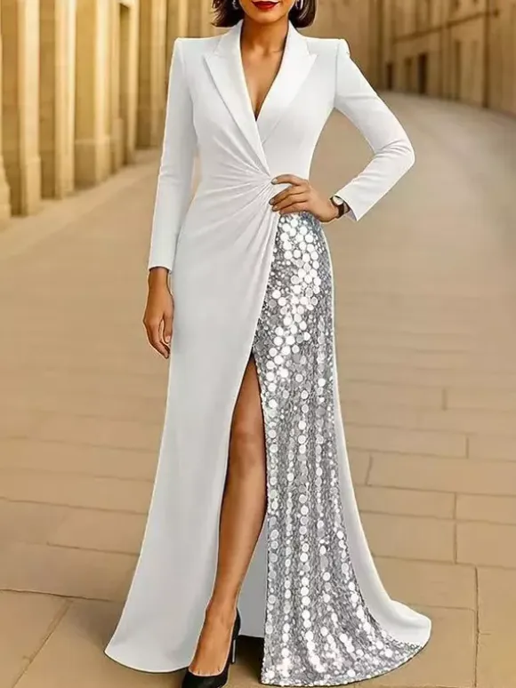 Party Dress For Mother Of The Bride V-Neck Long Sleeves Ball Gown Pleated Guest Dresses For Wedding