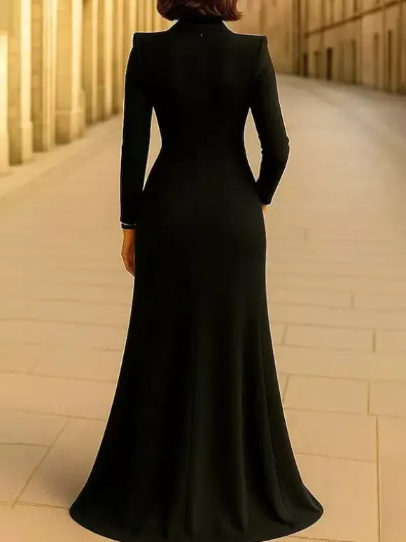 Party Dress For Mother Of The Bride V-Neck Long Sleeves Ball Gown Pleated Guest Dresses For Wedding