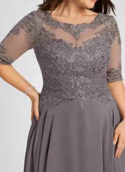 Party Dress For Mother Of The Bride Jewel Neck Half Sleeves A-Line Lace Wedding Guest Dresses