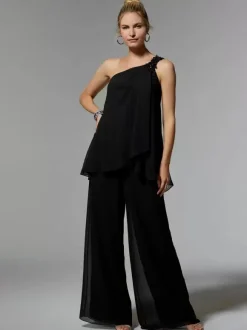 Party Dress For Mother Of The Bride One-Shoulder Sleeveless Two-piece Applique Guest Dresses For Wedding