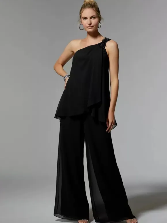 Party Dress For Mother Of The Bride One-Shoulder Sleeveless Two-piece Applique Guest Dresses For Wedding