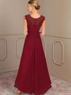 Party Dress For Mother Of The Bride Jewel Neck Sleeveless A-Line Pleated Wedding Guest Dresses