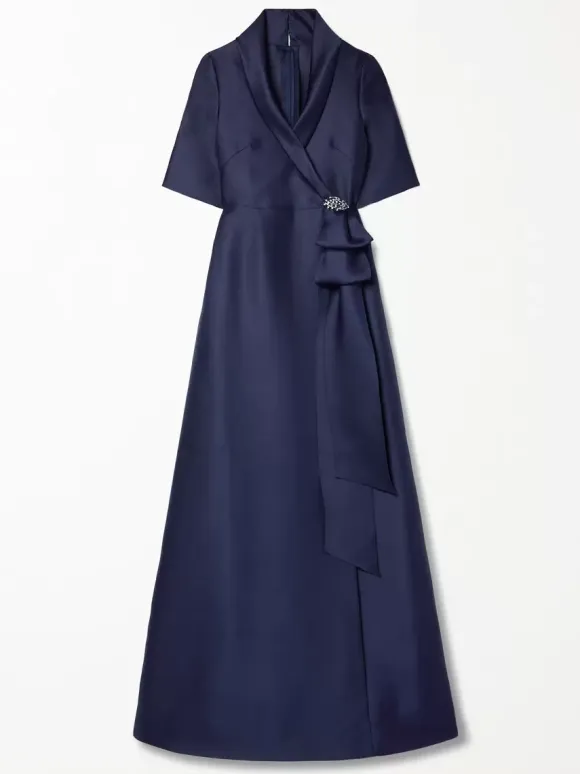 Party Dress For Mother Of The Bride Designed Neckline Short Sleeves A-Line Beaded Floor-Length Guest Dresses For Wedding