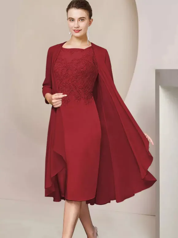 Party Dress For Mother Of The Bride Jewel Neck Short Sleeves A-Line Lace Tea-Length Guest Dresses For Wedding Free Customization