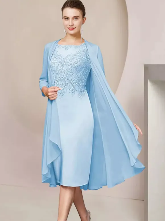 Party Dress For Mother Of The Bride Jewel Neck Short Sleeves A-Line Lace Tea-Length Guest Dresses For Wedding Free Customization