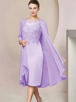 Party Dress For Mother Of The Bride Jewel Neck Short Sleeves A-Line Lace Tea-Length Guest Dresses For Wedding Free Customization