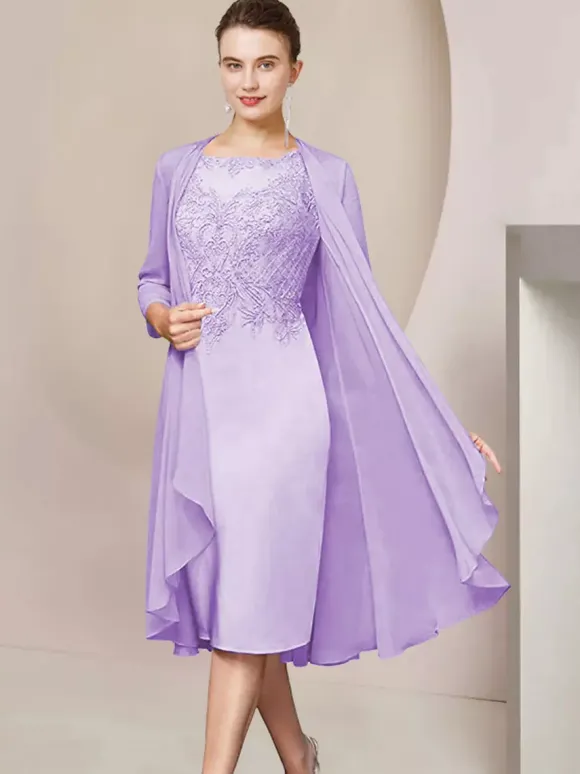 Party Dress For Mother Of The Bride Jewel Neck Short Sleeves A-Line Lace Tea-Length Guest Dresses For Wedding Free Customization
