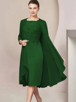 Party Dress For Mother Of The Bride Jewel Neck Short Sleeves A-Line Lace Tea-Length Guest Dresses For Wedding Free Customization