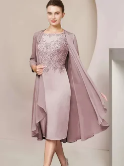 Party Dress For Mother Of The Bride Jewel Neck Short Sleeves A-Line Lace Tea-Length Guest Dresses For Wedding Free Customization
