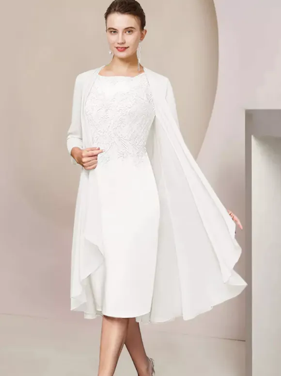 Party Dress For Mother Of The Bride Jewel Neck Short Sleeves A-Line Lace Tea-Length Guest Dresses For Wedding Free Customization