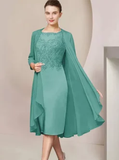 Party Dress For Mother Of The Bride Jewel Neck Short Sleeves A-Line Lace Tea-Length Guest Dresses For Wedding Free Customization