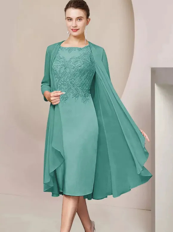 Party Dress For Mother Of The Bride Jewel Neck Short Sleeves A-Line Lace Tea-Length Guest Dresses For Wedding Free Customization