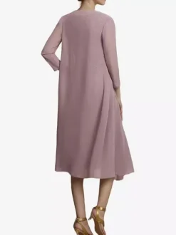 Party Dress For Mother Of The Bride Jewel Neck Short Sleeves A-Line Lace Tea-Length Guest Dresses For Wedding Free Customization