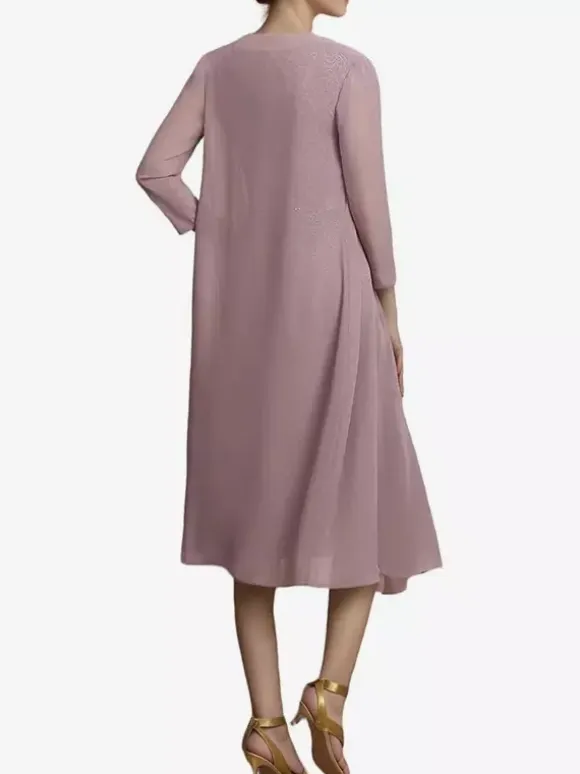 Party Dress For Mother Of The Bride Jewel Neck Short Sleeves A-Line Lace Tea-Length Guest Dresses For Wedding Free Customization