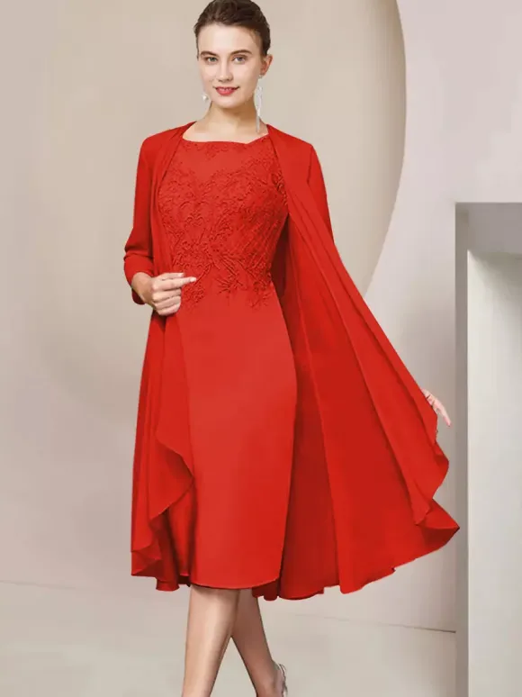 Party Dress For Mother Of The Bride Jewel Neck Short Sleeves A-Line Lace Tea-Length Guest Dresses For Wedding Free Customization