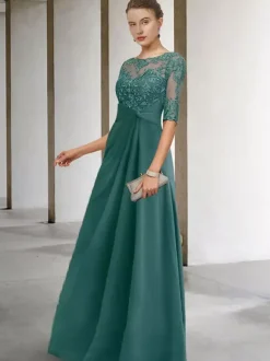Party Dress For Mother Of The Bride Jewel Neck Sleeveless A-Line Lace Guest Dresses For Wedding Free Customization