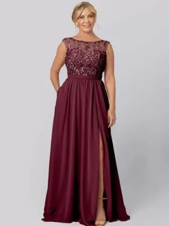 Party Dress For Mother Of The Bride Illusion Neckline Sleeveless Ball Gown Cut Out Guest Dresses For Wedding