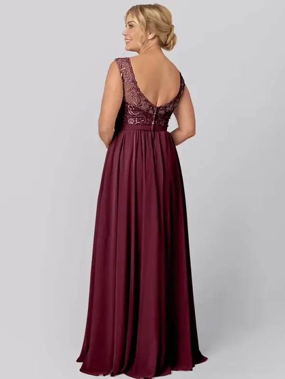 Party Dress For Mother Of The Bride Illusion Neckline Sleeveless Ball Gown Cut Out Guest Dresses For Wedding