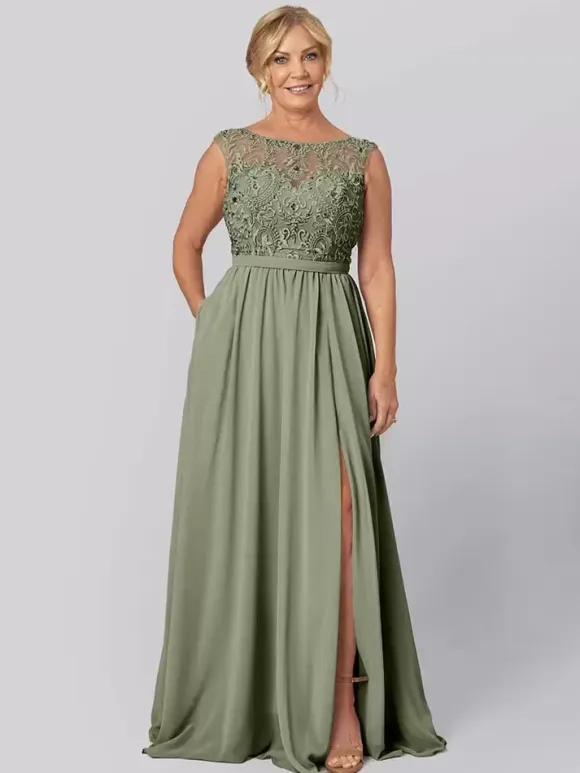 Party Dress For Mother Of The Bride Illusion Neckline Sleeveless Ball Gown Cut Out Guest Dresses For Wedding