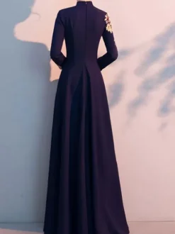 Party Dress For Mother Of The Bride High Collar Long Sleeves A-Line Applique Guest Dresses For Wedding