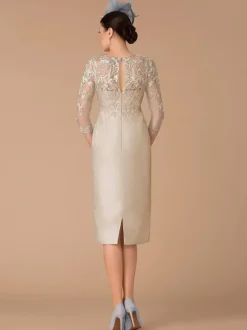Party Dress For Mother Of The Bride Jewel Neck Half Sleeves Sheath Lace Wedding Guest Dresses Free Customization