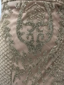Party Dress Gold V-Neck Lace Sleeveless Shaping Chic Semi Formal Dress