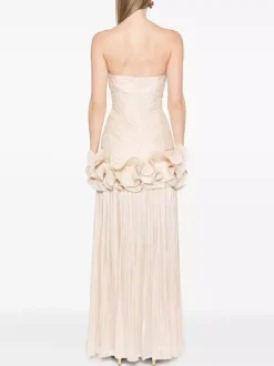 Party Dress Maxi Apricot Strapless Sleeveless Backless Chic Semi Formal Gown