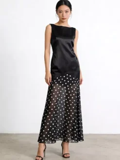 Party Dress Maxi Black Sleeveless Elegant High Rise Semi Formal Summer Dress