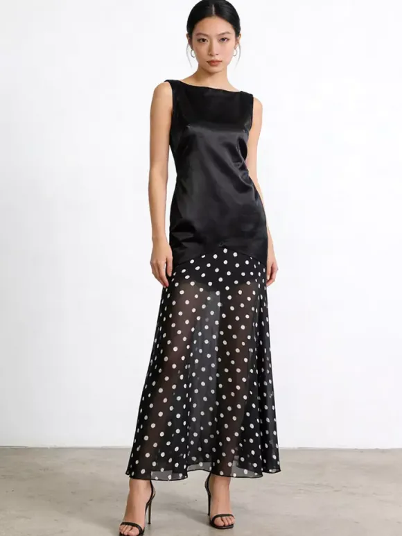 Party Dress Maxi Black Sleeveless Elegant High Rise Semi Formal Summer Dress
