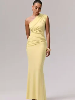 Party Dress Maxi Blue One-Shoulder Sleeveless Sexy Semi Formal Dress