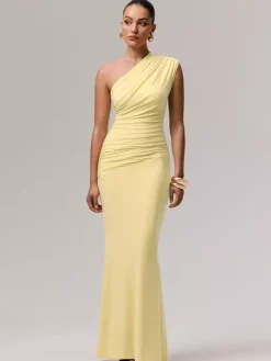 Party Dress Maxi Blue One-Shoulder Sleeveless Sexy Semi Formal Dress