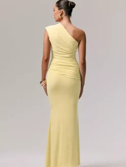 Party Dress Maxi Blue One-Shoulder Sleeveless Sexy Semi Formal Dress