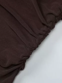 Party Dress Maxi Coffee Brown Halter Pleated Sleeveless Backless Sweet Semi Formal Dress