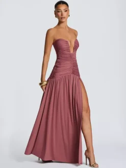 Party Dress Maxi Coffee Brown Halter Zipper Sleeveless Backless Elegant Semi Formal Dress