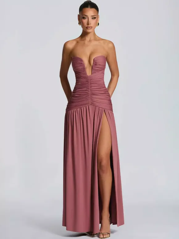 Party Dress Maxi Coffee Brown Halter Zipper Sleeveless Backless Elegant Semi Formal Dress