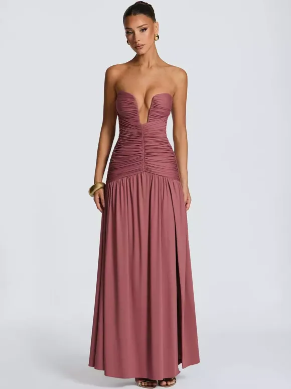 Party Dress Maxi Coffee Brown Halter Zipper Sleeveless Backless Elegant Semi Formal Dress