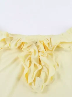 Party Dress Maxi Dresses Yellow Off-The-Shoulder Ruffles Sleeveless Slim Fit Sexy Semi Formal Dress