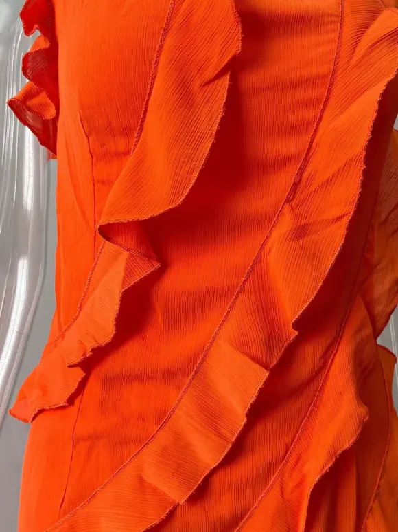 Party Dress Maxi Orange Off-The-Shoulder Ruffles Sleeveless Backless Elegant Semi Formal Dress Dress