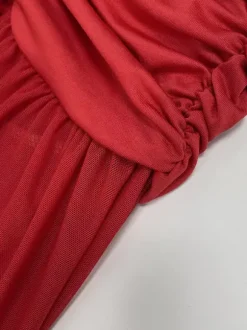 Party Dress Maxi Red Off-The-Shoulder Pleated Long Sleeves Clothes Elegant Semi Formal Dress