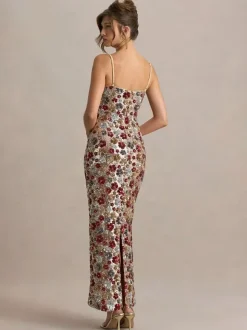 Party Dress Maxi Red Straps Neck Split Front Sleeveless Sexy Semi Formal Summer Dress