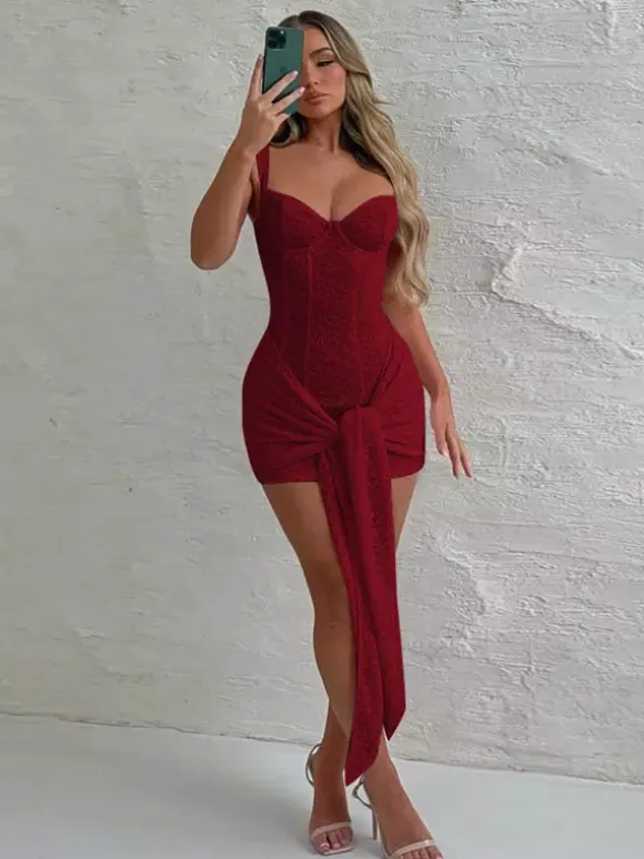 Party Dress Mini Black Straps Neck Lace Sleeveless Backless Casual Semi Formal Dress