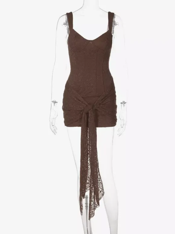 Party Dress Mini Black Straps Neck Lace Sleeveless Backless Casual Semi Formal Dress