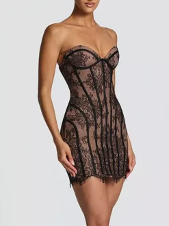 Party Dress Mini Burgundy Strapless Lace Up Sleeveless Backless Sexy Semi Formal Dress