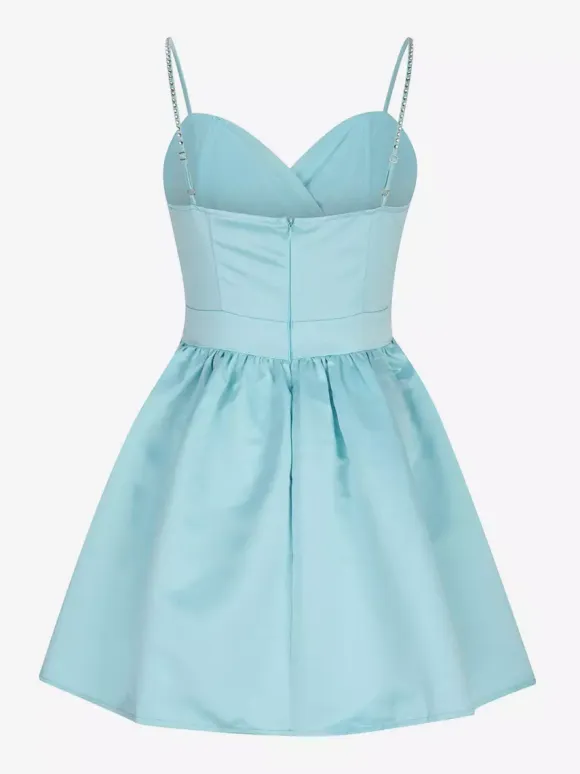 Party Dress Mini Royal Blue Straps Neck Zipper Sleeveless Backless Sweet Semi Formal Dress