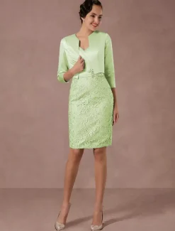 Party Dress Suits Lace Illusion Cocktail Dress Wedding Party Suits With Long Sleeves Jacket Wedding Guest Dress Free Customization