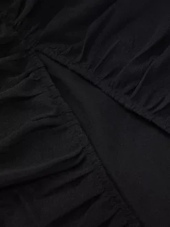 Party Dresses Black Halter Sweetheart Ruched Split Midi Dress Night Club City Outfit