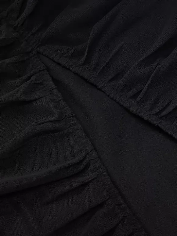 Party Dresses Black Halter Sweetheart Ruched Split Midi Dress Night Club City Outfit