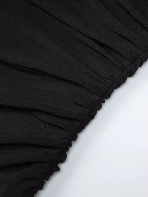 Party Dresses Black Halter Sweetheart Ruched Split Midi Dress Night Club City Outfit